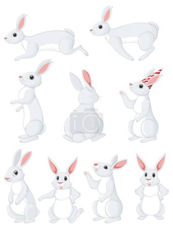 Téléchargez les illustrations : Cute rabbit cartoon character collection illustration - en licence libre de droit