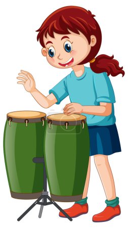 Illustration for Girl playing conga drums vector illustration - Royalty Free Image