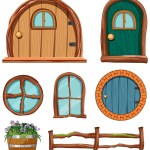 Set of fairy tales house elements illustration