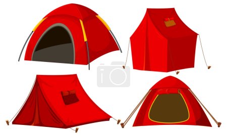 Téléchargez les illustrations : Ensemble vectoriel de tentes de camping illustration - en licence libre de droit