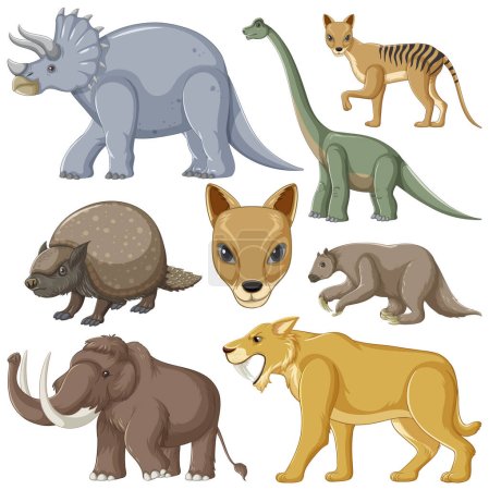 Téléchargez les illustrations : Illustration Collection d'animaux disparus - en licence libre de droit
