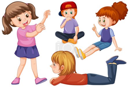Set of children cartoon character illustration