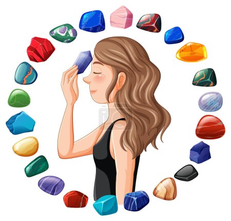 Illustration for Woman in Crystal Circle Vector illustration - Royalty Free Image