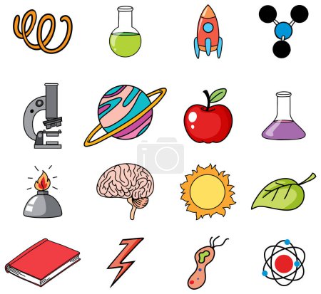 Illustration for Colorful Science Icons Vector Set illustration - Royalty Free Image