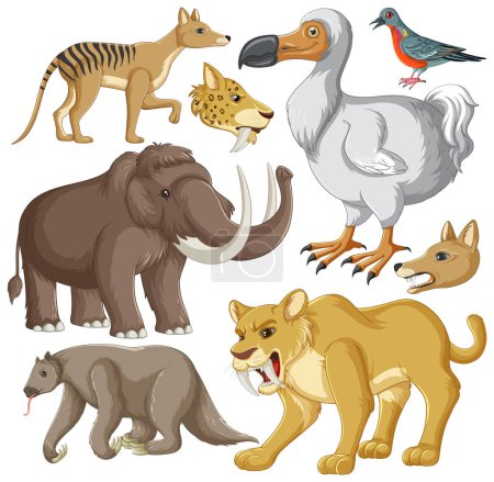 Illustration for Collection of Extinct Animals illustration - Royalty Free Image