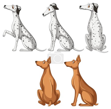 Ilustración de Conjunto de ilustración de dibujos animados perro lindo - Imagen libre de derechos
