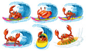 Funny Crab Cartoon Characters in Summer Theme illustration mug #647339190