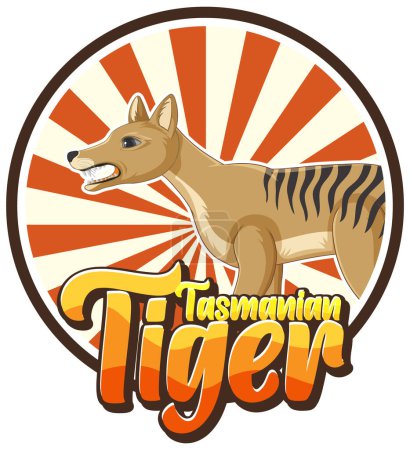 Illustration for Tasmanian tiger extinction animal illustration - Royalty Free Image