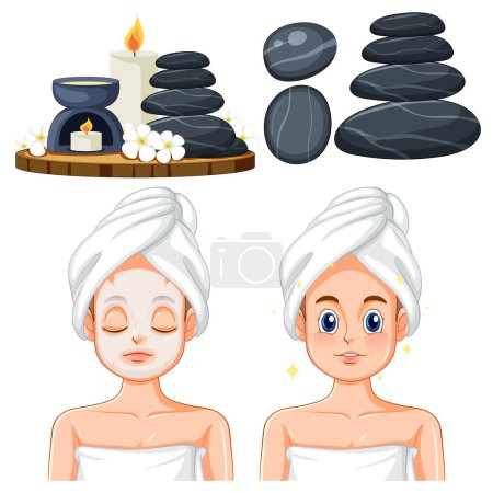 Illustration for Spa and Sauna Self Care Elements Collection illustration - Royalty Free Image