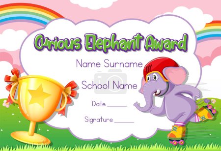 Illustration for Certificate for kids template with customizable design with playful fonts illustration - Royalty Free Image