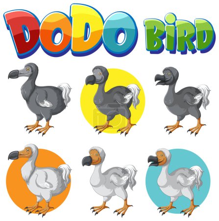 Ilustración de Dodo bird extinction animal cartoon logo set illustration - Imagen libre de derechos