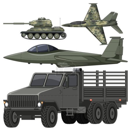 Illustration for Set of military vehicles illustration - Royalty Free Image