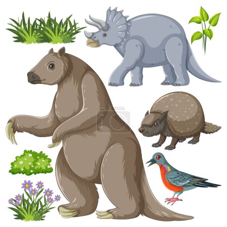 Illustration for Set of various extinct animals illustration - Royalty Free Image