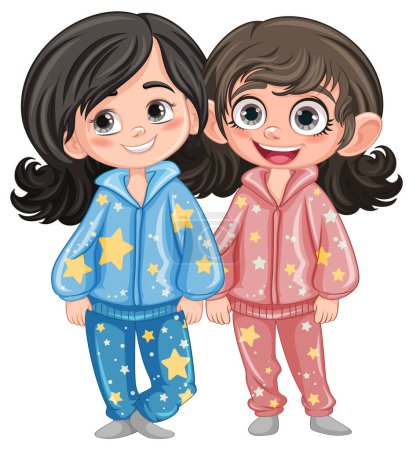 Ilustración de Lindo personaje de dibujos animados en la ilustración de pijamas - Imagen libre de derechos