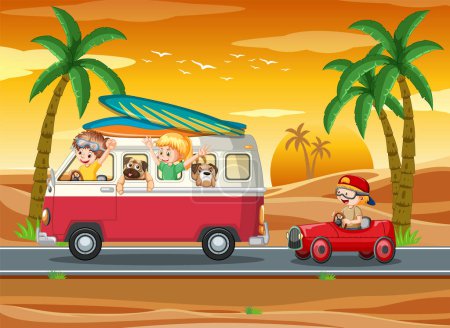 Photo for Summer Road Trip with Animals illustration - Royalty Free Image