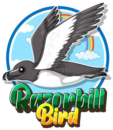 Téléchargez les illustrations : Logo oiseau Razorbill avec illustration de caractère en carton - en licence libre de droit