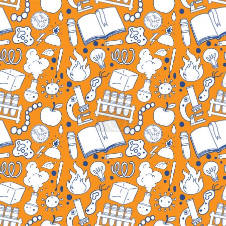 Illustration for Science Objects and Icons Seamless Pattern illustration - Royalty Free Image