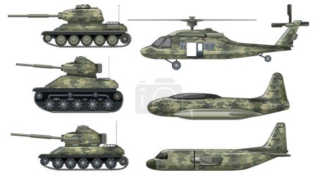 Illustration for Set of military vehicles illustration - Royalty Free Image