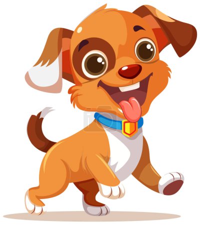 Téléchargez les illustrations : Joyeux chien mignon sur fond blanc illustration - en licence libre de droit
