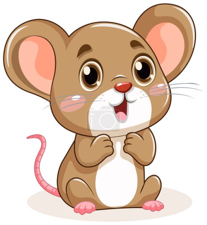 Ilustración de Lindo ratoncito con grandes orejas ilustración personaje de dibujos animados - Imagen libre de derechos