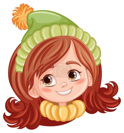 Illustration for Happy girl head with smiley face illustration - Royalty Free Image