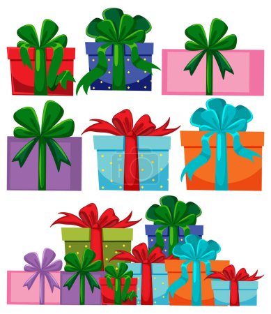 Illustration for Set of present boxes illustration - Royalty Free Image