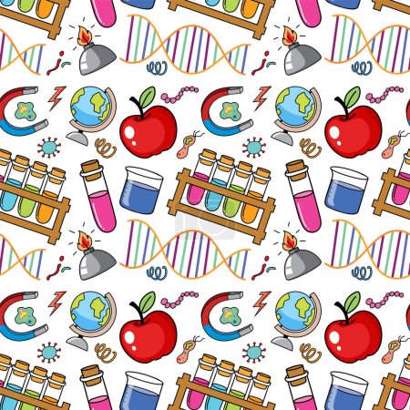 Illustration for Science Objects and Icons Seamless Pattern illustration - Royalty Free Image