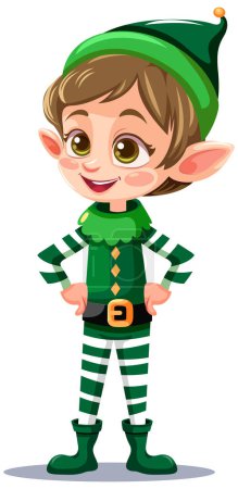 Illustration for Adorable Christmas Elf Cartoon Character illustration - Royalty Free Image