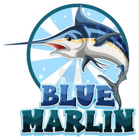 Ilustración de Logo de pez aguja azul con ilustración de carácter de cartón - Imagen libre de derechos