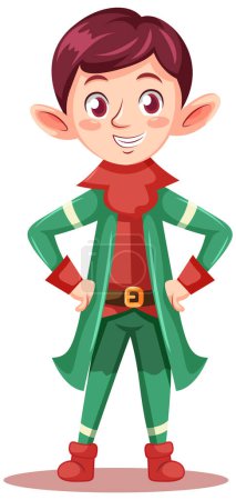 Ilustración de Adorable Navidad Elf Dibujos Animados Personaje ilustración - Imagen libre de derechos