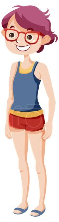 Illustration for Girl with Glasses in Casual Outfit Cartoon Character illustration - Royalty Free Image