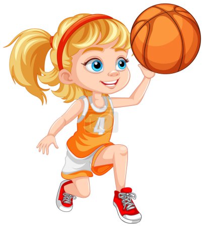 Téléchargez les illustrations : Jolie fille jouant au basket-ball illustration - en licence libre de droit