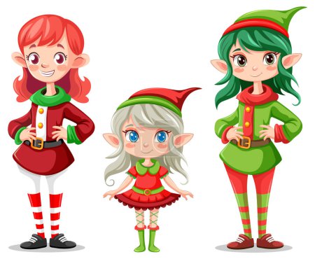 Téléchargez les illustrations : Ensemble de personnages de dessin animé de Noël illustration - en licence libre de droit