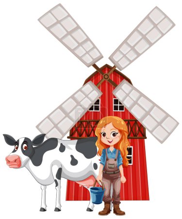 Illustration for Cute farmer cartoon character illustration - Royalty Free Image