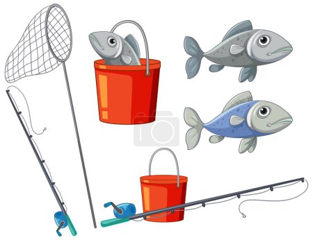 Photo for Set of fishing element illustration - Royalty Free Image