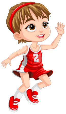 Illustration for Cute basketball player cartoon character illustration - Royalty Free Image