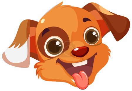 Téléchargez les illustrations : Joyeux visage de chien mignon sur fond blanc illustration - en licence libre de droit