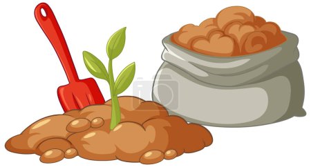 Illustration for Plant and soil isolated illustration - Royalty Free Image