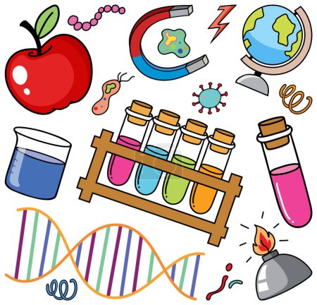 Illustration for Colorful Science Objects and Icons Vector Set illustration - Royalty Free Image