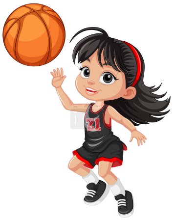 Téléchargez les illustrations : Illustration de personnage de personnage de joueur de basket féminin - en licence libre de droit