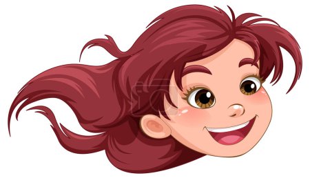 Illustration for Cute girl head smiling isolated illustration - Royalty Free Image