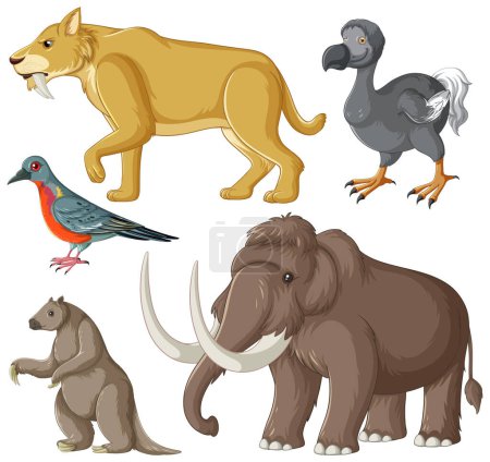 Illustration for Collection of Extinct Animals illustration - Royalty Free Image