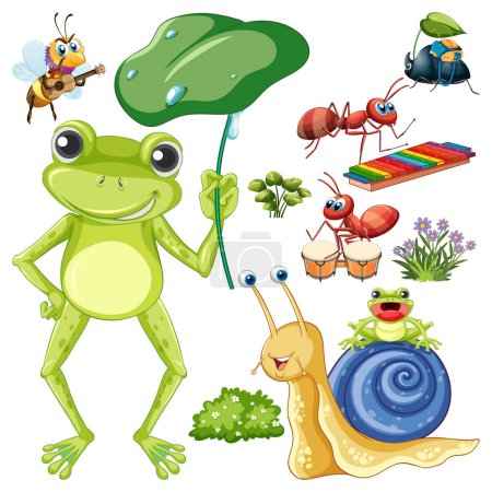 Illustration for Insects Frog and Snail Set illustration - Royalty Free Image