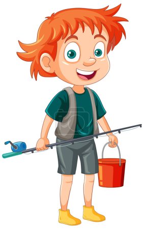 Illustration for Isolated boy cartoon fishing illustration - Royalty Free Image