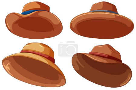 Ilustración de Colección de sombreros marrones en varios estilos ilustración - Imagen libre de derechos
