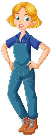 Illustration for Young female farmer cartoon character illustration - Royalty Free Image