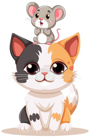 Ilustración de Cate y ratón amigos dibujo animado personaje ilustración - Imagen libre de derechos