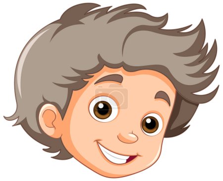 Téléchargez les illustrations : Un garçon aux cheveux gris et aux yeux bruns Illustration vectorielle - en licence libre de droit