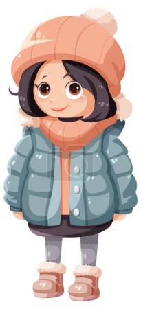 Illustration for Cute girl cartoon character wearing winter cloth illustration - Royalty Free Image
