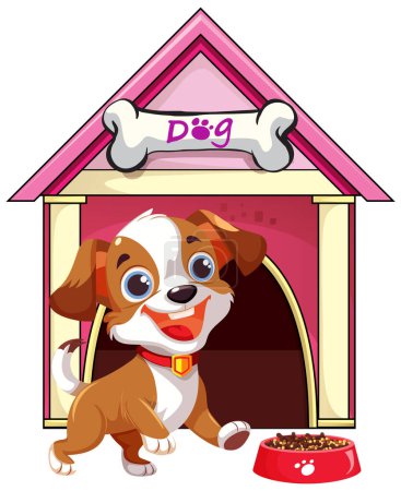 Téléchargez les illustrations : Chien devant l'illustration de la maison du chien - en licence libre de droit